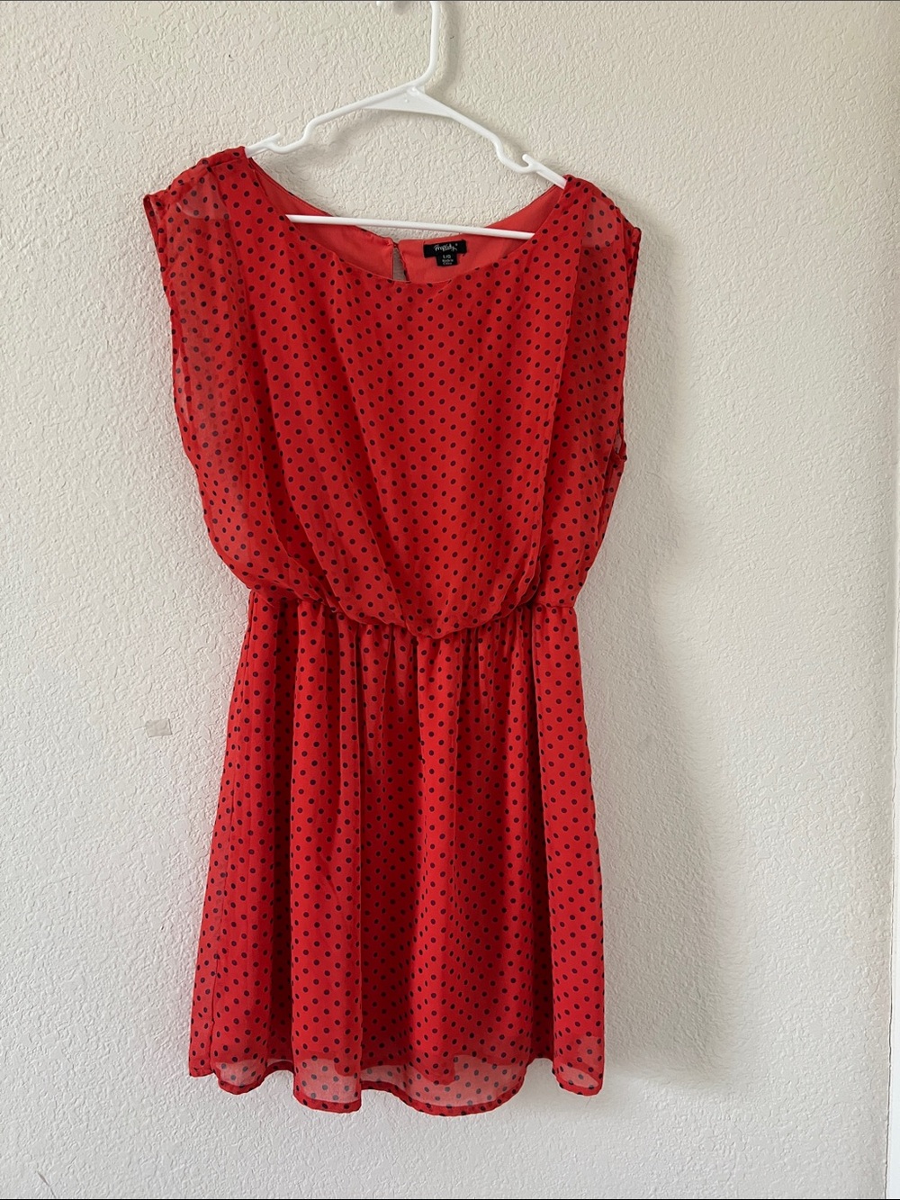 Privileged Red Sleeveless Polka Dot Dress